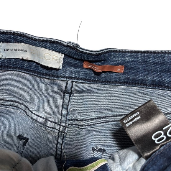 Anthropologie Pilcro High Rise Cigarette Blue Jeans with raw hem woman’s size 28 - Picture 3 of 7